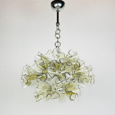 Postmodern Mid-Century Style Floral Glass Pendant Light (Post-2025) – High-quality Luxury French-style Chandelier for Dining Room, Exhibition Space, or Bedroom